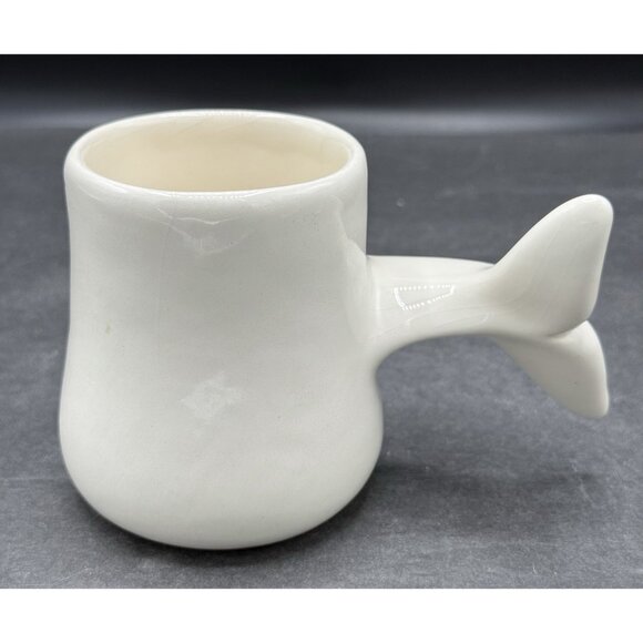 Doug Wylie Signed Whale Tail Handle Glazed Pottery Mug 2012 - Picture 1 of 7